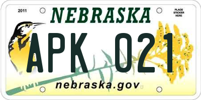 NE license plate APK021