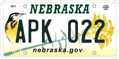 NE license plate APK022