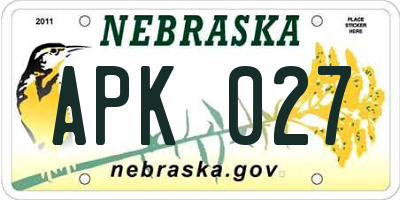 NE license plate APK027