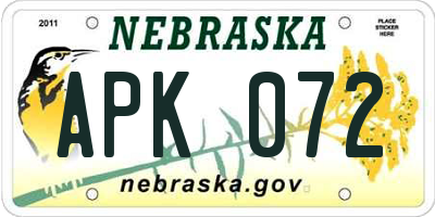 NE license plate APK072