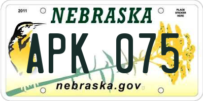 NE license plate APK075