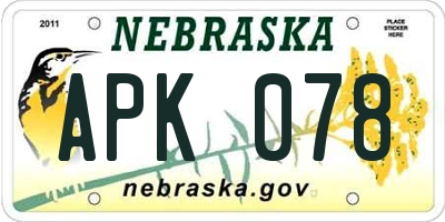 NE license plate APK078