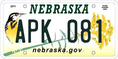 NE license plate APK081