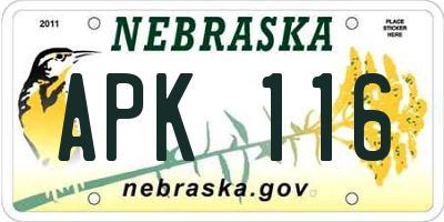 NE license plate APK116