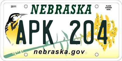 NE license plate APK204