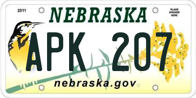 NE license plate APK207