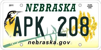 NE license plate APK208