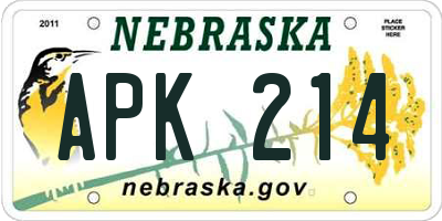 NE license plate APK214