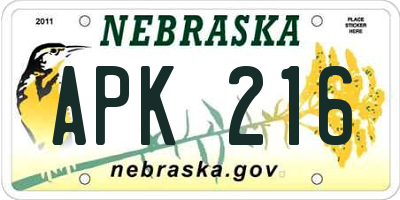 NE license plate APK216