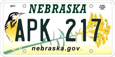 NE license plate APK217