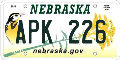 NE license plate APK226