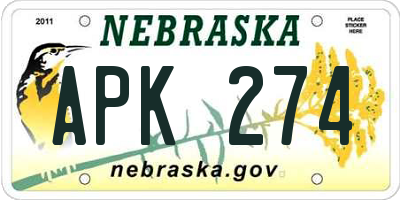 NE license plate APK274