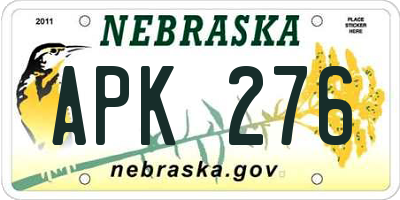 NE license plate APK276