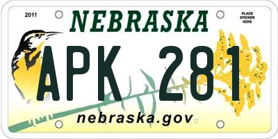 NE license plate APK281