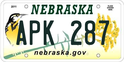 NE license plate APK287