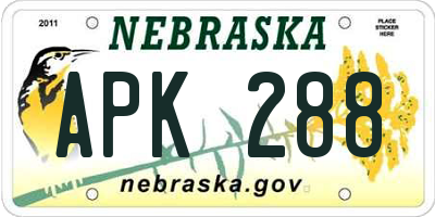 NE license plate APK288