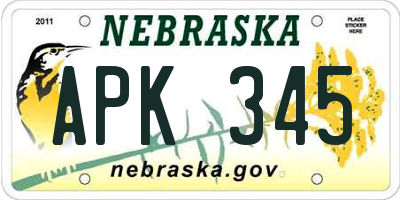 NE license plate APK345
