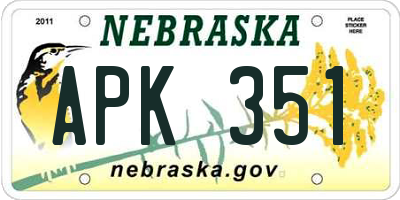 NE license plate APK351