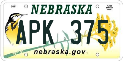 NE license plate APK375