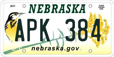 NE license plate APK384