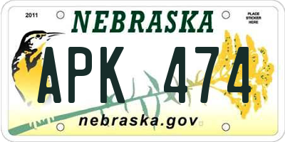 NE license plate APK474