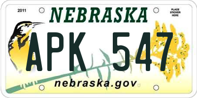 NE license plate APK547
