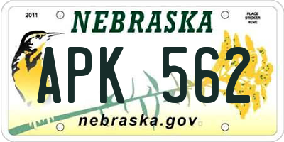 NE license plate APK562