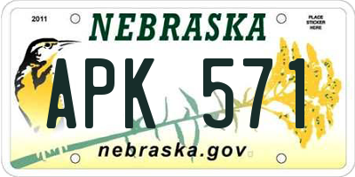 NE license plate APK571