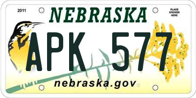 NE license plate APK577