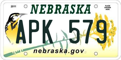 NE license plate APK579