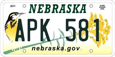 NE license plate APK581