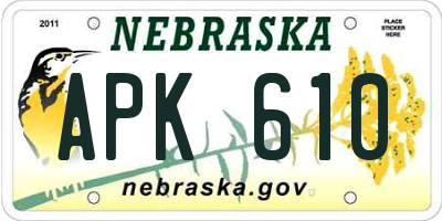 NE license plate APK610