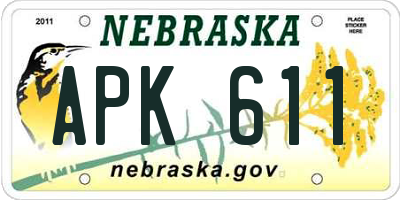 NE license plate APK611