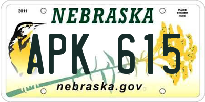 NE license plate APK615