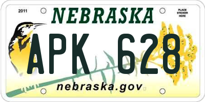 NE license plate APK628
