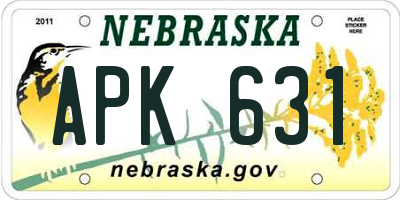 NE license plate APK631