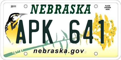 NE license plate APK641