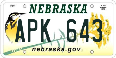 NE license plate APK643