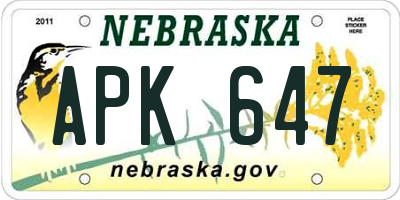 NE license plate APK647