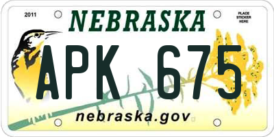 NE license plate APK675