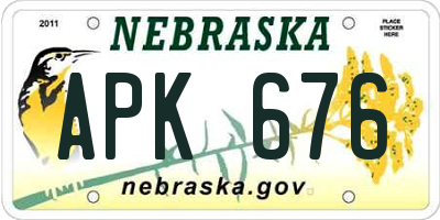 NE license plate APK676
