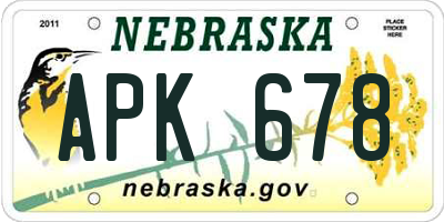NE license plate APK678