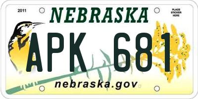 NE license plate APK681