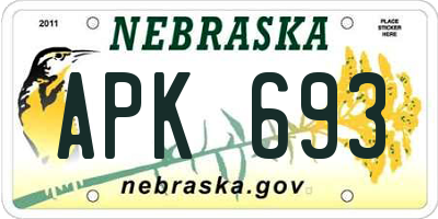 NE license plate APK693