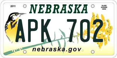 NE license plate APK702