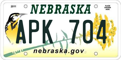 NE license plate APK704