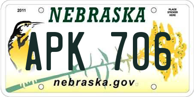 NE license plate APK706