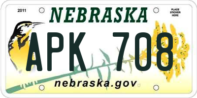 NE license plate APK708