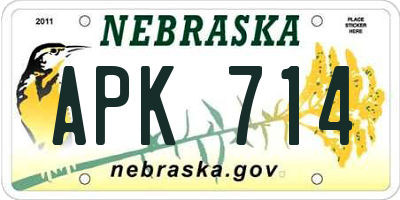 NE license plate APK714