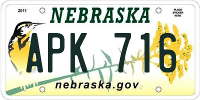 NE license plate APK716